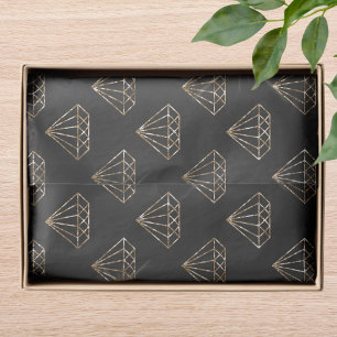 Black And Gold Diamond Elegant Wedding Engagement Tissue Paper