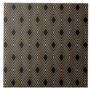 Black and Gold Diamond Pattern Tile
