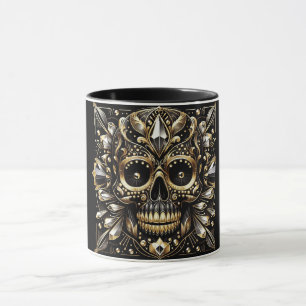 Black and Gold Diamond Skull Mug