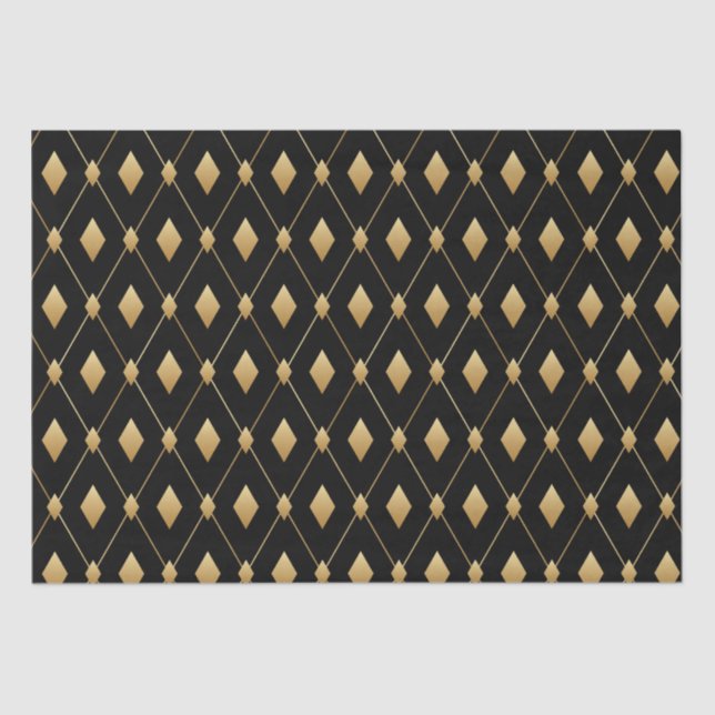 Black and Gold Diamond  Tissue Paper (Front)