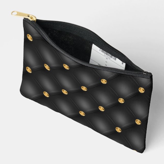 Black and Gold Diamonds Accessory Pouch (Open)