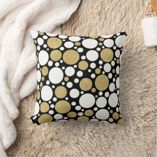 Black and Gold Dot Pattern Cushion