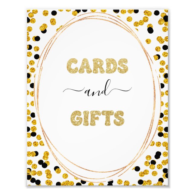  Black and gold dots Cards anf Gifts sign (Front)