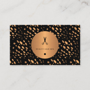 Black and gold dots copper glamourous hair salon business card