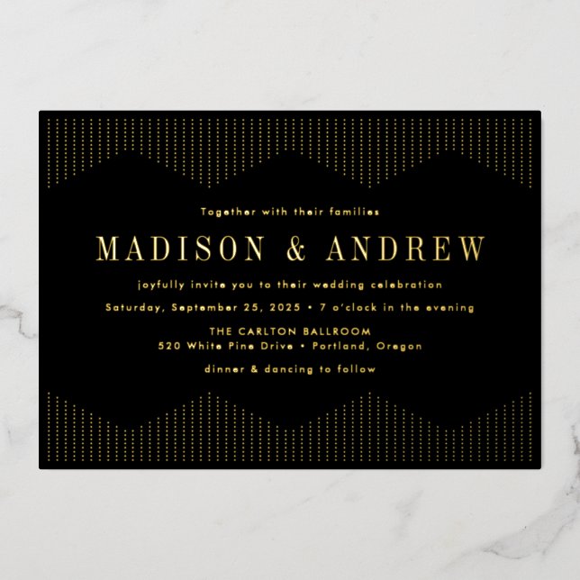 Black and Gold Dotted Deco Wedding (Front)