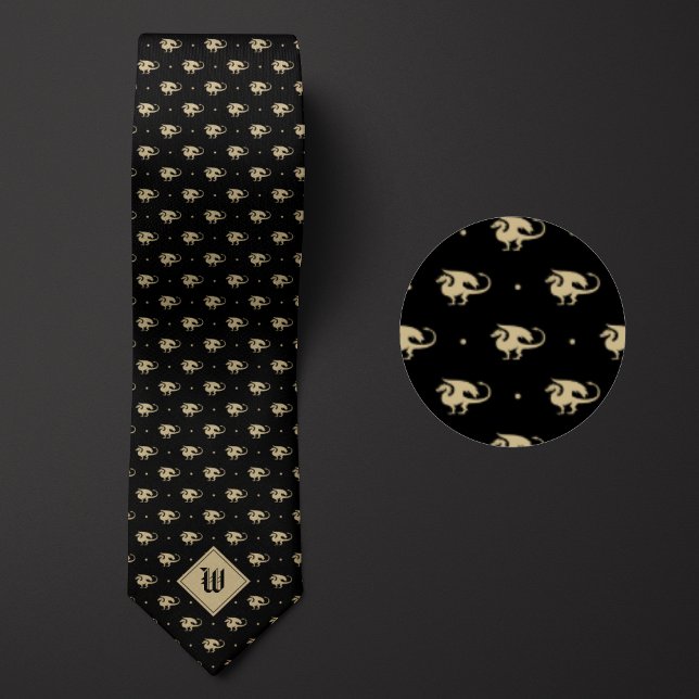 Black and Gold Dragon in Profile with Monogram Tie (Creator Uploaded)