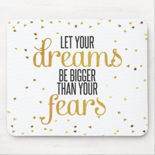 Black and Gold Dreams Inspirational Quote Mouse Mat