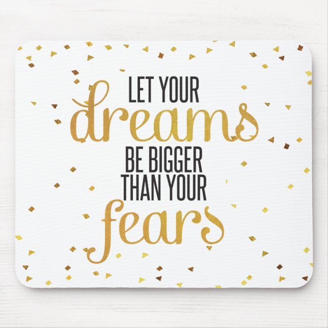 Black and Gold Dreams Inspirational Quote Mouse Mat (Front)