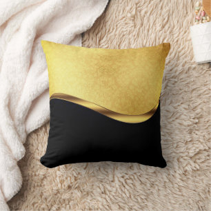Black and Gold Dynamic Stripe Cushion