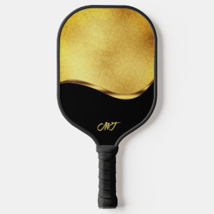 Black and Gold Dynamic Stripe Pickleball Paddle