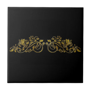 Black and gold elegance ceramic tile