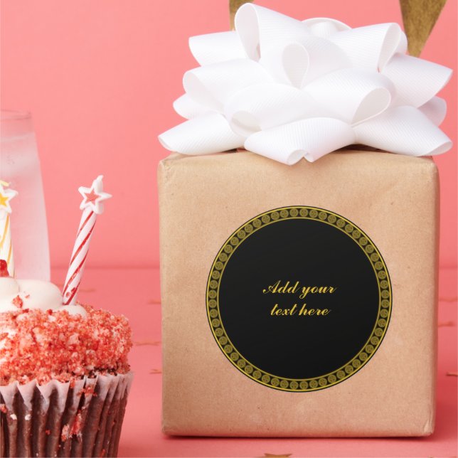 Black and Gold Elegance, Customise, Classic Round Sticker (Party)