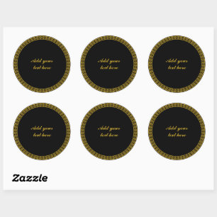 Black and Gold Elegance, Customise, Classic Round Sticker