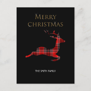 Black and gold elegance of deer holiday postcard