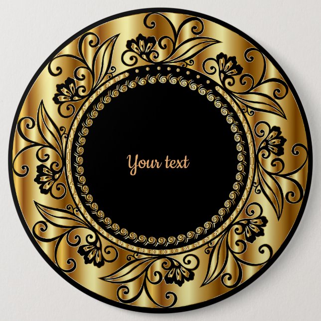 Black and Gold Elegance template 6 Cm Round Badge (Front)
