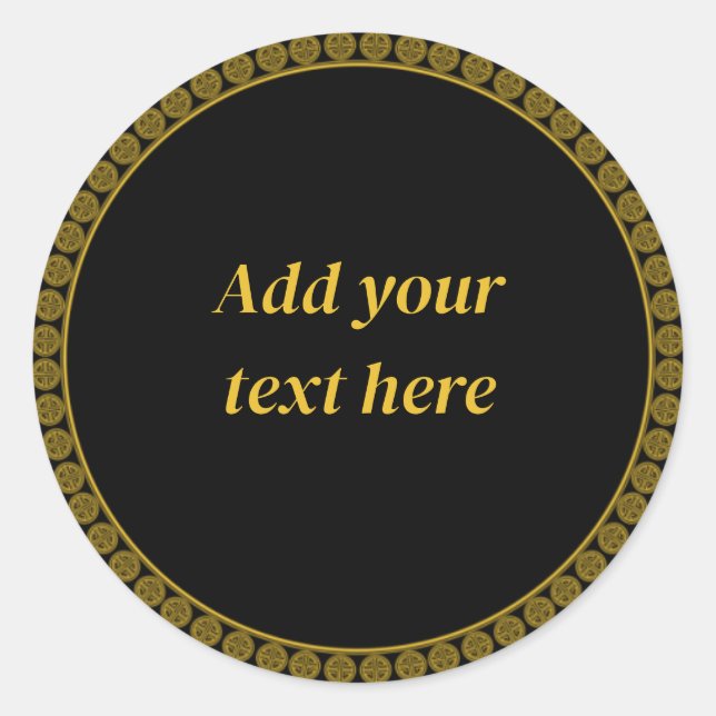 Black and Gold Elegance Template Classic Round Sticker (Front)