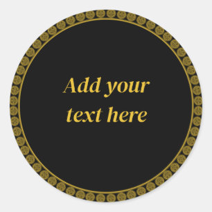 Black and Gold Elegance Template Classic Round Sticker