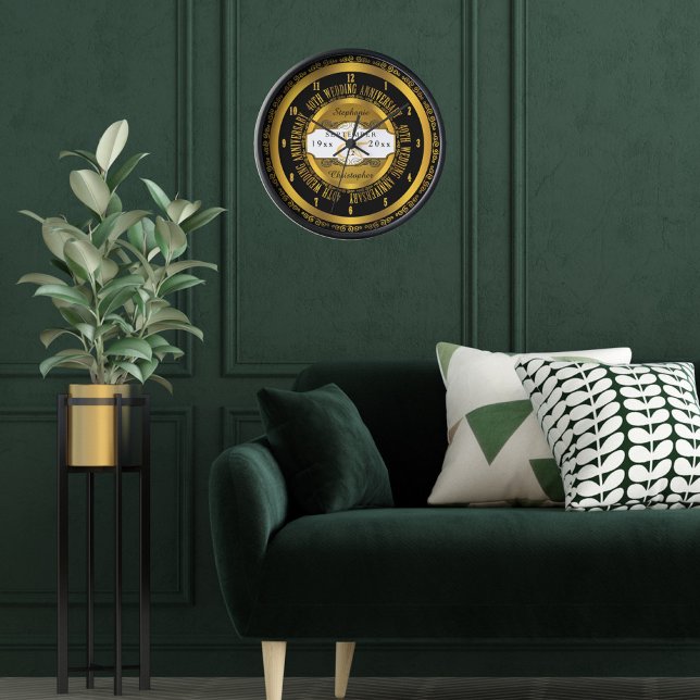 Black and Gold Elegant 40th Wedding Anniversary Clock (Creator Uploaded)