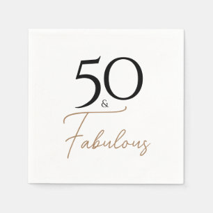 Black and Gold Elegant 50th Birthday Napkin