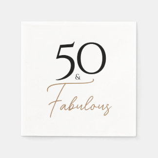 Black and Gold Elegant 50th Birthday Napkin