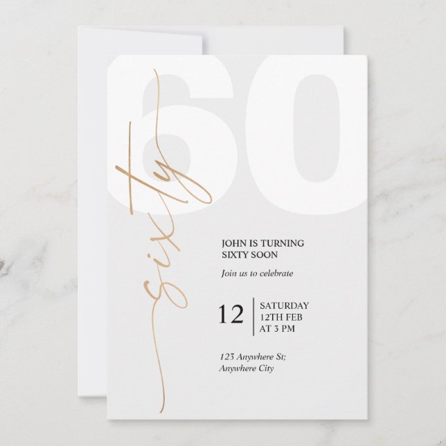 Black and Gold Elegant 60th Birthday Invitation (Front)