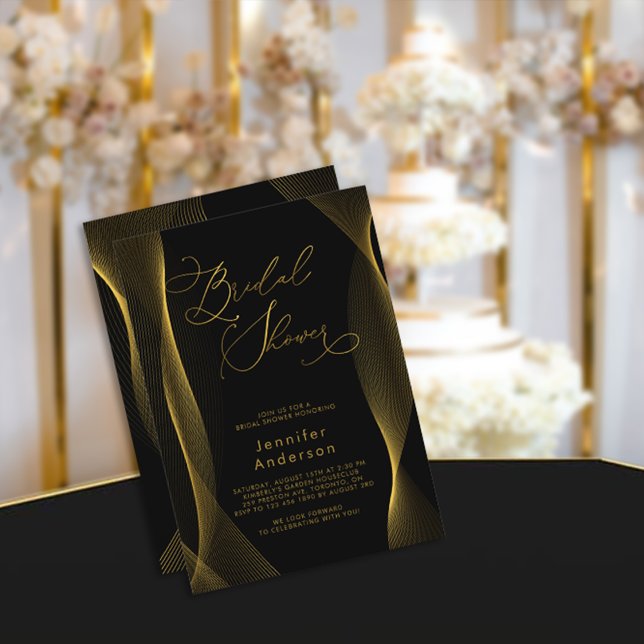 Black and Gold Elegant Bridal Shower Invitation (Creator Uploaded)