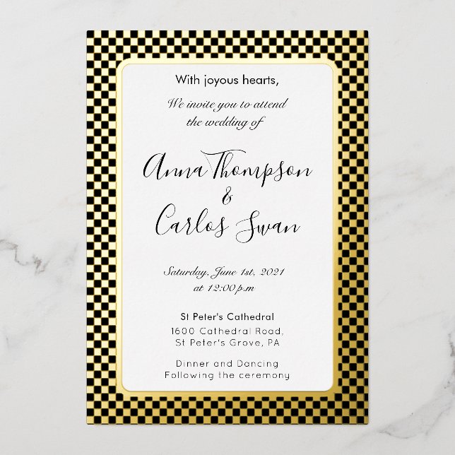 Black and Gold Elegant Chequered Marble (Front)