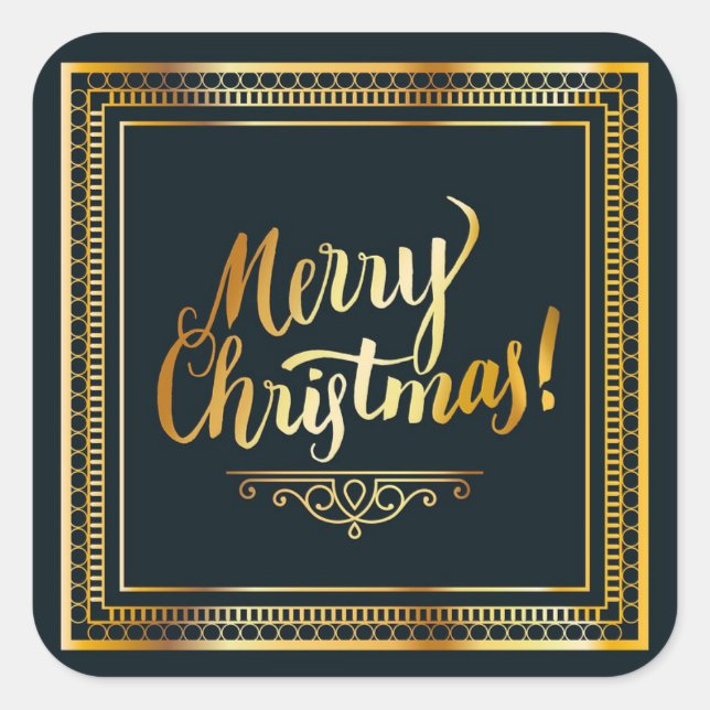 Black and Gold Elegant Christmas Stickers (Front)
