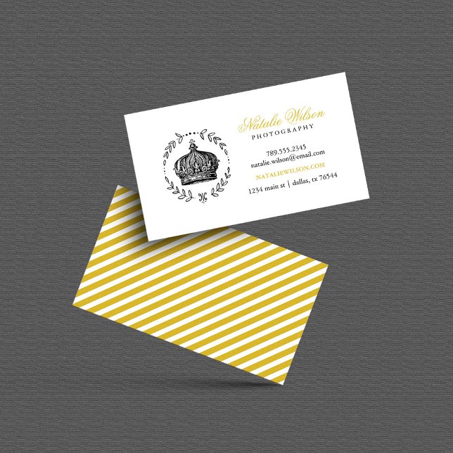 Black and Gold Elegant Crown Business Card (Creator Uploaded)