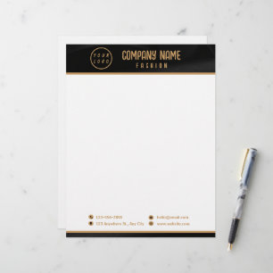 Black And Gold Elegant Custom Letterhead