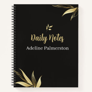 Black and Gold Elegant Daily Planner Notebook