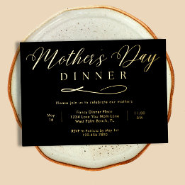 Black and Gold Elegant Fancy Mother's Day Dinner