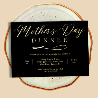 Black and Gold Elegant Fancy Mother's Day Dinner
