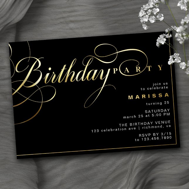 Black and Gold | Elegant Glam Any Age Birthday (Creator Uploaded)