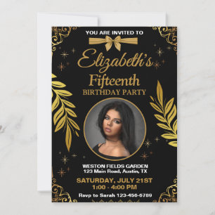  Black and Gold Elegant Luxury Birthday Invitation