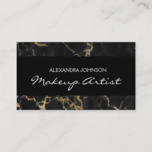 Black and Gold Elegant Marble Makeup Artist Business Card