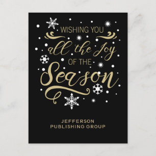 Black and Gold Elegant Modern Business holiday Postcard