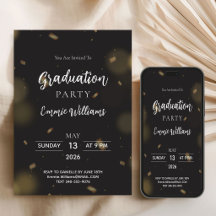 Black and Gold Elegant Modern Graduation Party