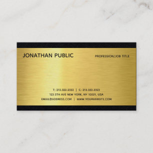 Black And Gold Elegant Modern Trendy Plain Luxury Business Card