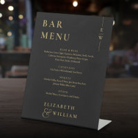 Black And Gold Elegant Monogram Bar Menu