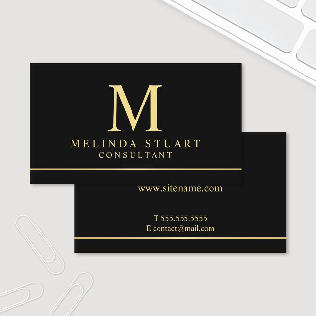 Black and Gold Elegant Monogram Business Card (Creator Uploaded)