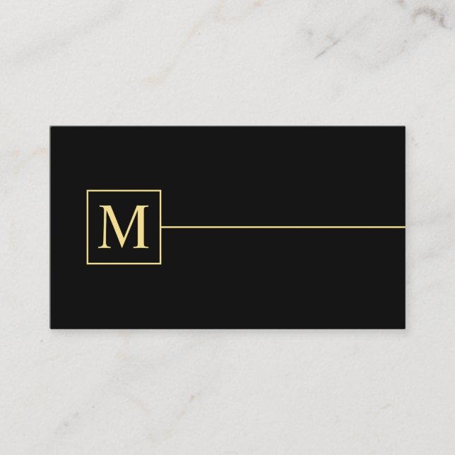 Black and Gold Elegant Monogram Business Card (Front)