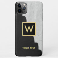 Black and Gold Elegant Monogram Text iPhone Case