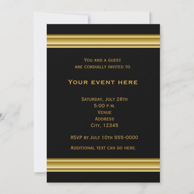 Black and Gold Elegant Party Event Invitation (Front)