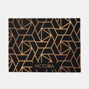 Black and Gold Elegant Pattern Doormat
