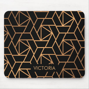 Black and Gold Elegant Pattern Mouse Mat