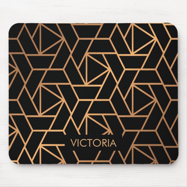 Black and Gold Elegant Pattern Mouse Mat (Front)