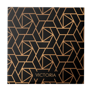 Black and Gold Elegant Pattern Tile