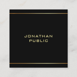 Black And Gold Elegant Professional Trendy Square Business Card