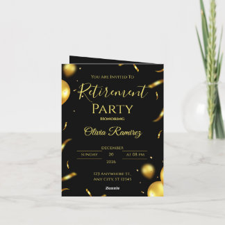 Black And Gold Elegant Retirement  Invitation